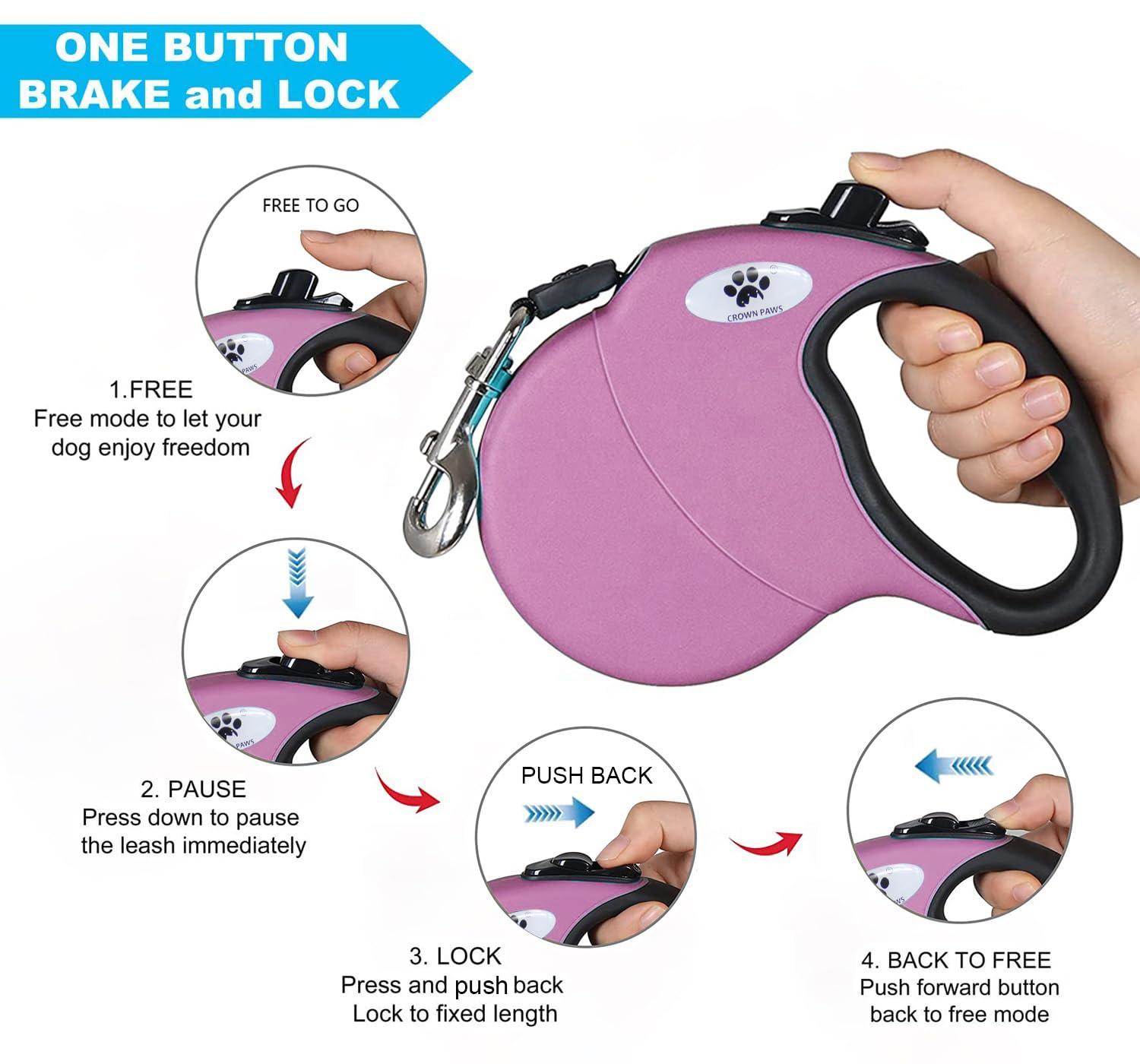 CROWN PAWS Freno rápido y seguro para detener al perro cuando sea necesario