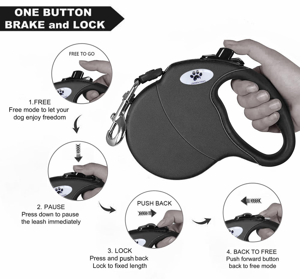 Crown Paws sistema de freno rápido para controlar al perro con facilidad.