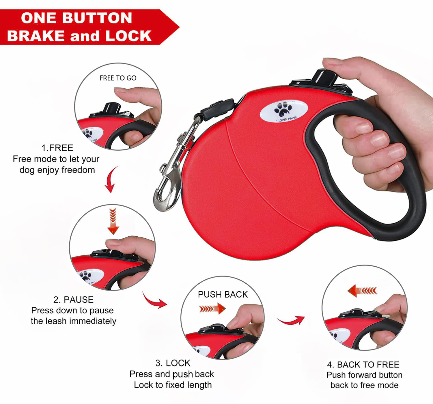 CROWN PAWS: sistema guía de cinta 360° para evitar enredos.