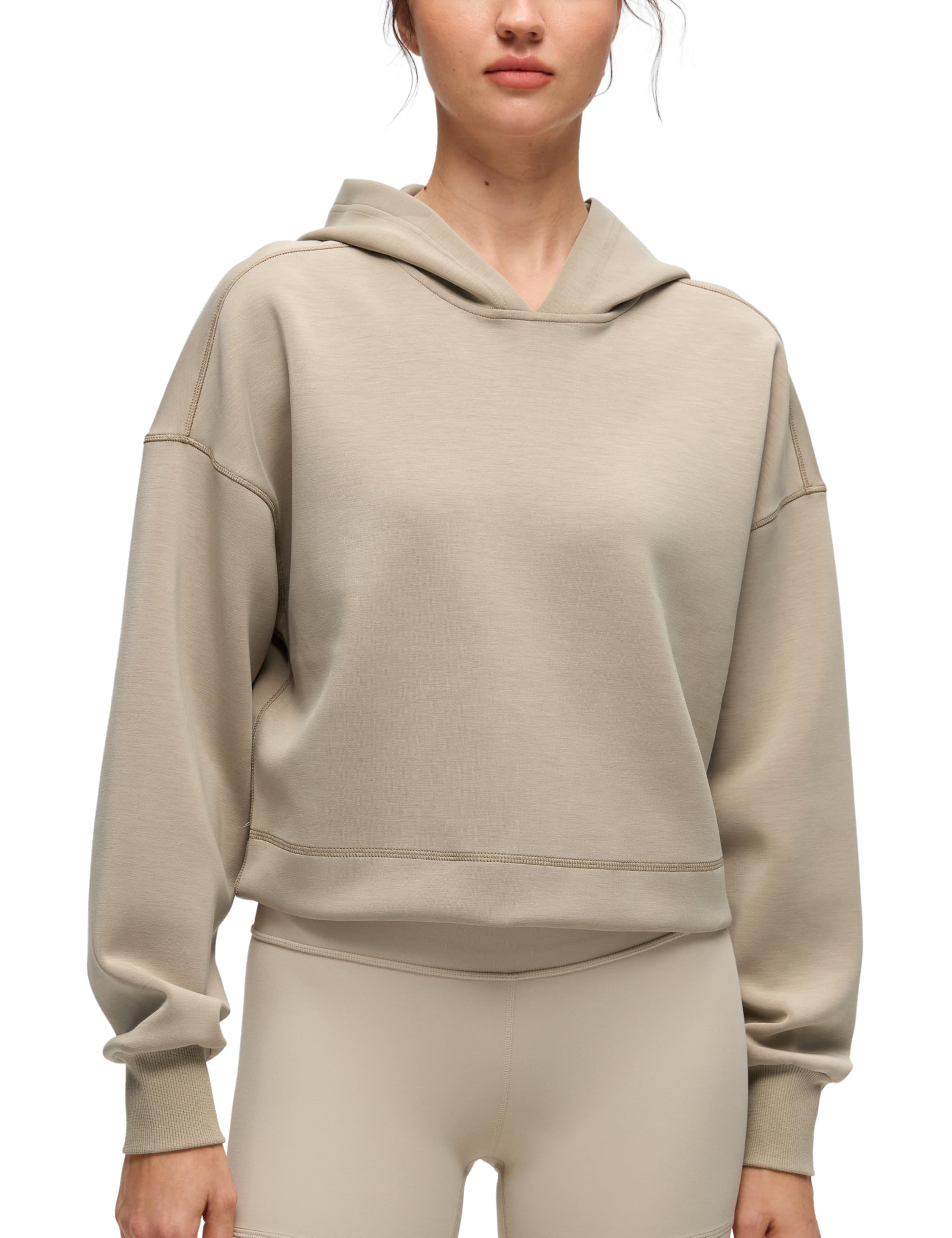 CRZ YOGA SoftAura sudadera recortada con capucha para mujer, uso diario cómodo.