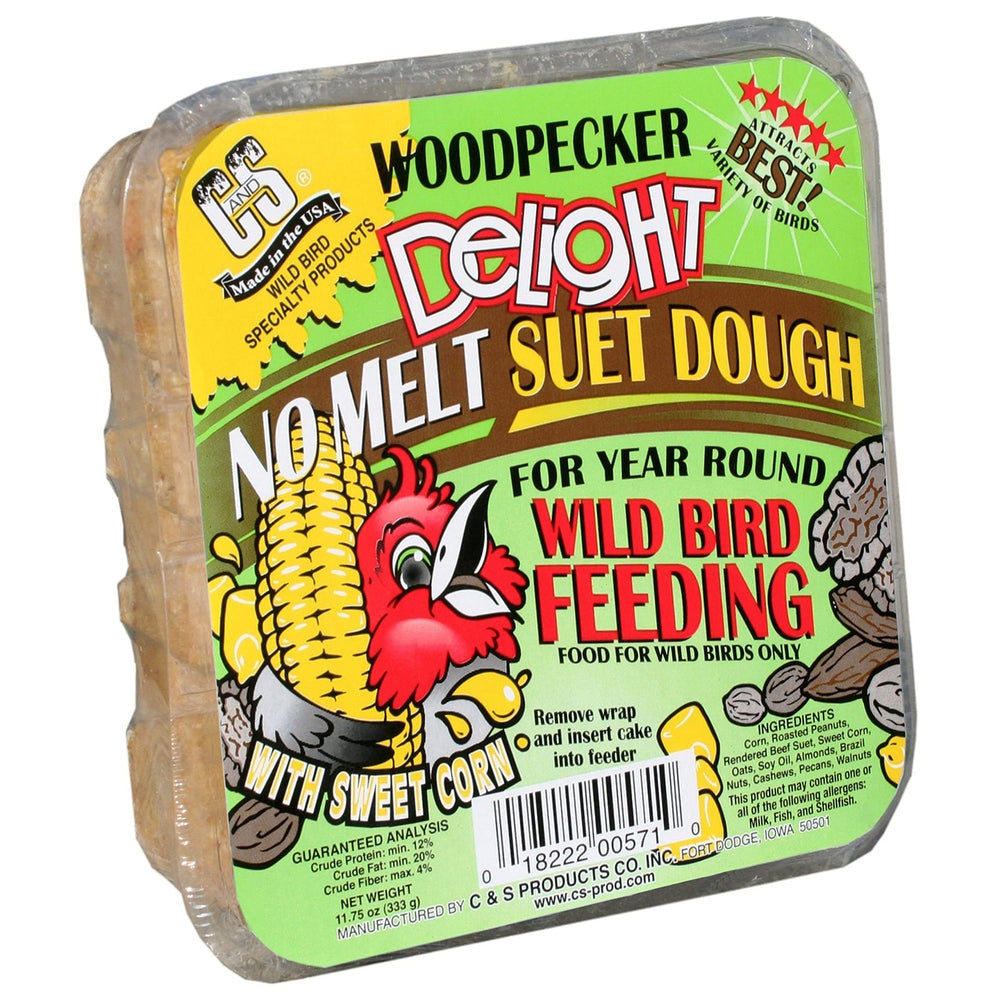 C&S Woodpecker Delight, torta de masa grasa para aves sin derretimiento, lista para el comedero.