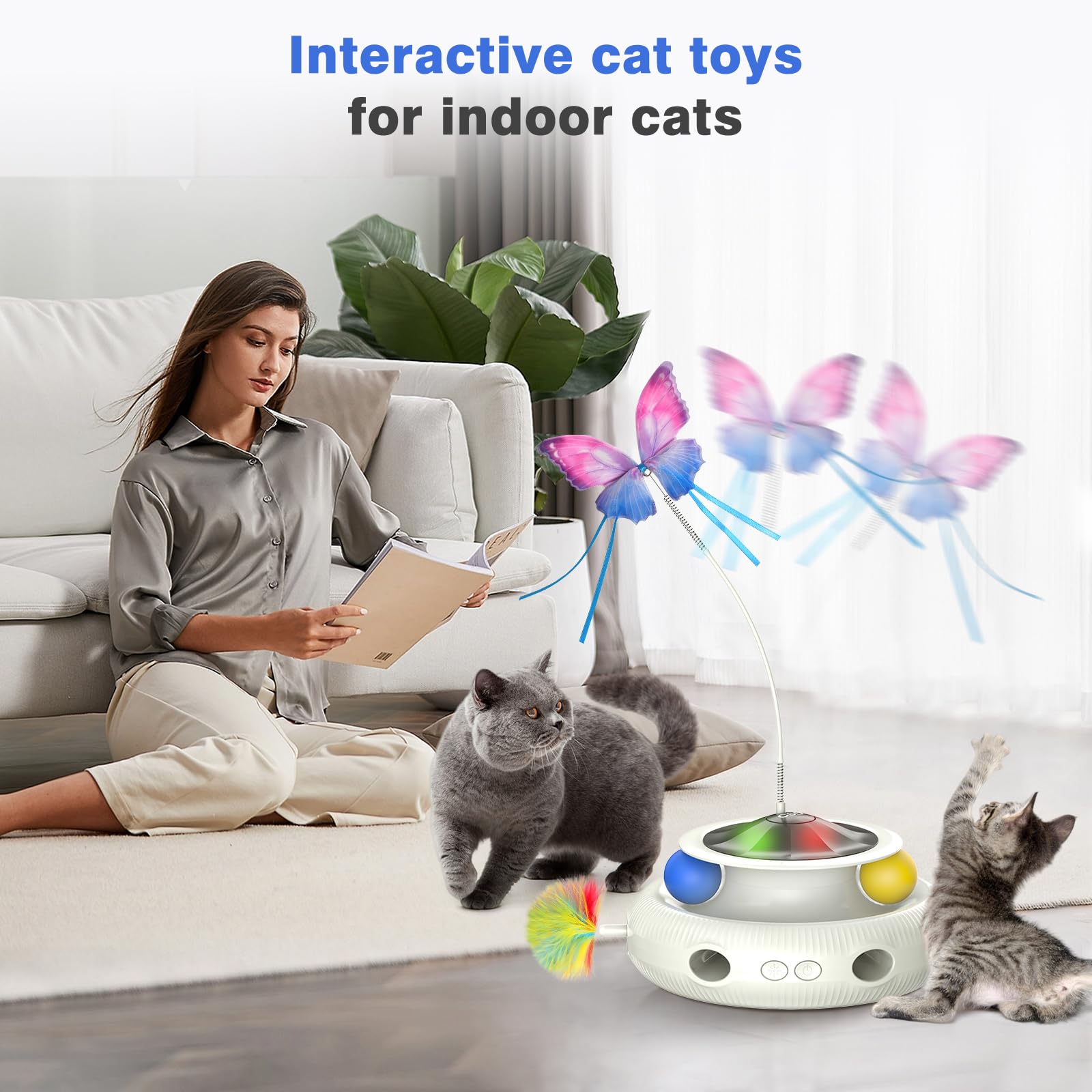 CSD Juguete automático con pluma de emboscada para gatos curiosos.