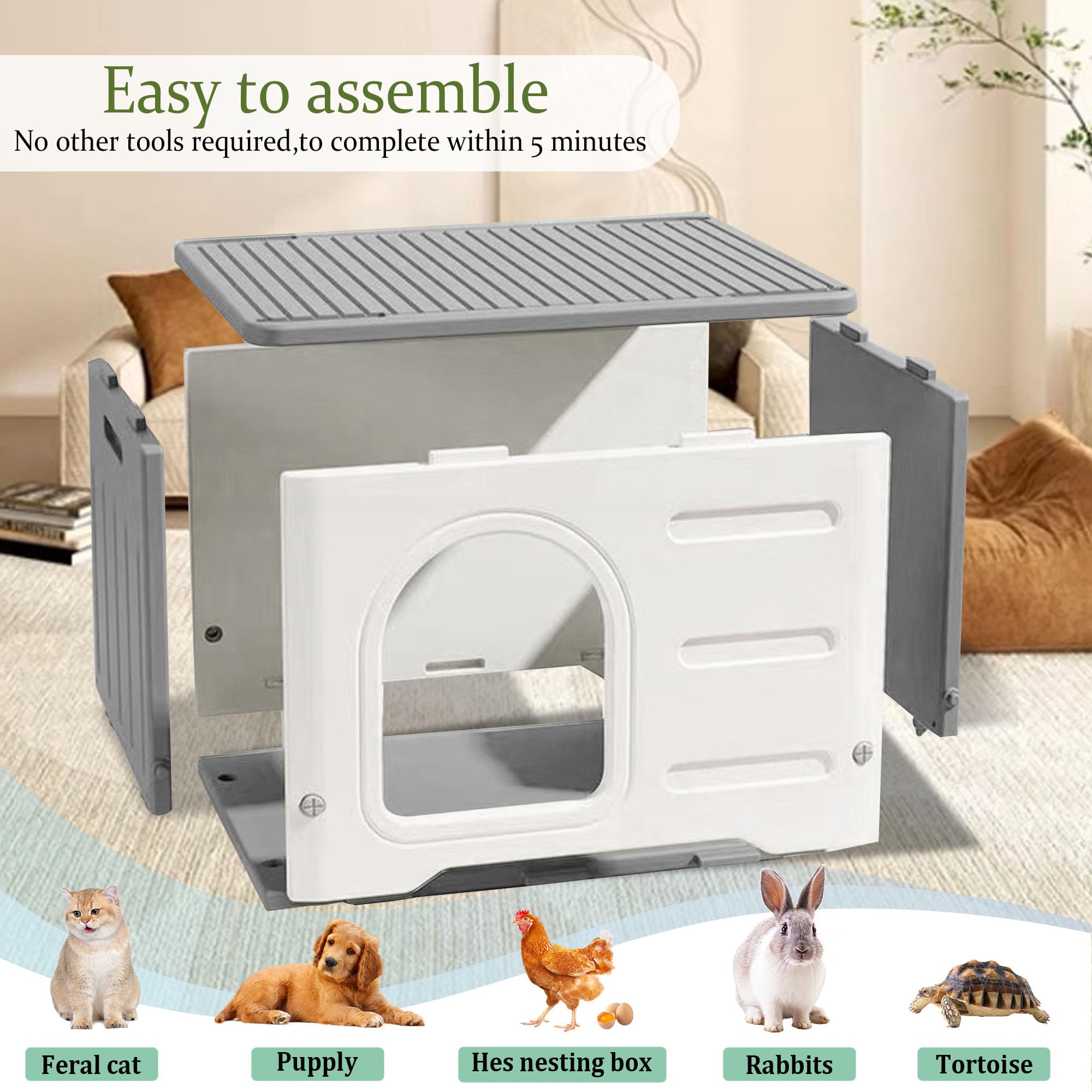 CSQOO casa-gato entrada-arco, acceso cómodo para gatos ferales