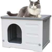CSQOO casa-gato plástico exterior, refugio resistente para uso exterior