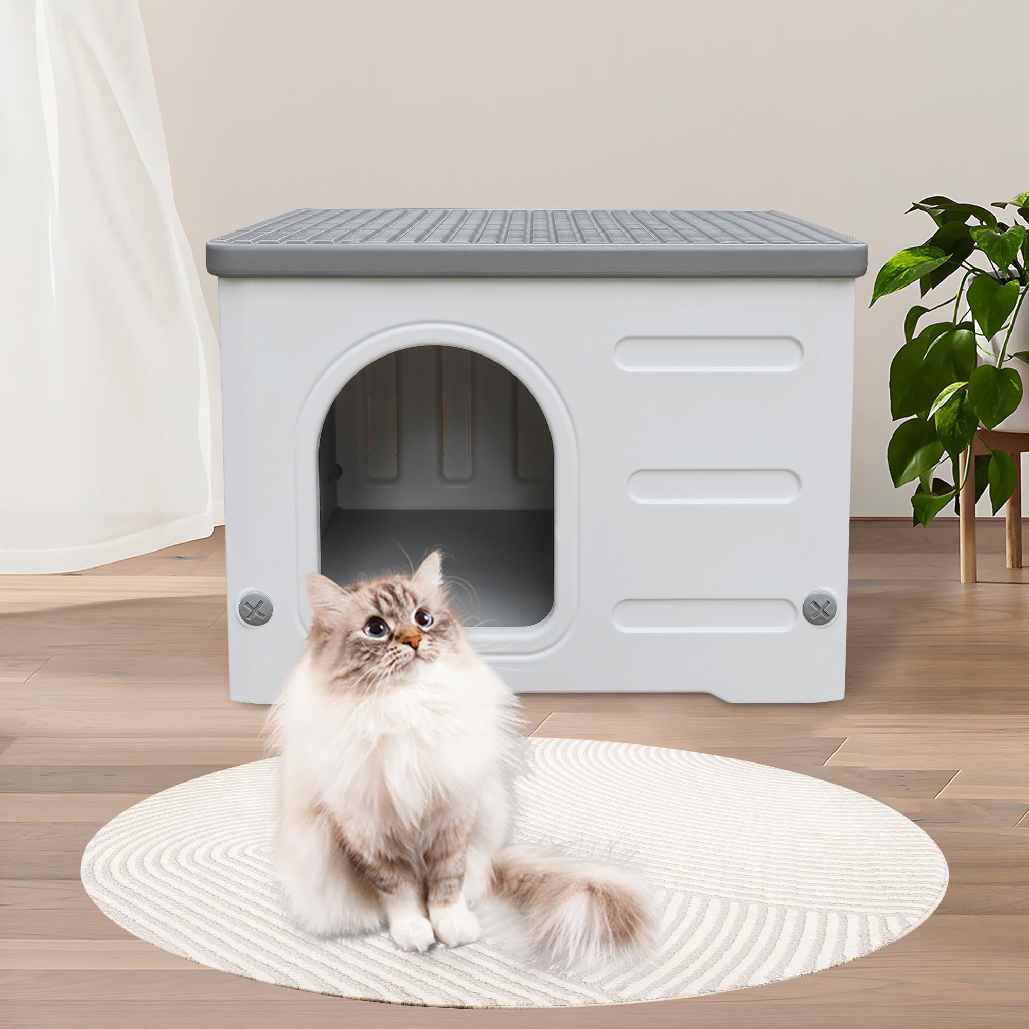 CSQOO casa-gato resistente-lluvia, refugio impermeable para días lluviosos