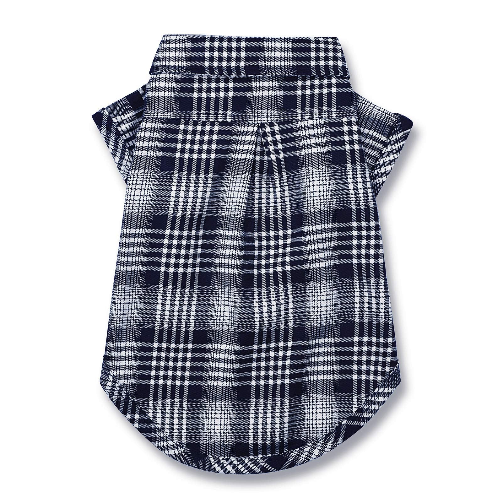 CtilFelix camisa perro plaid azul, detalles de botones fáciles de poner.