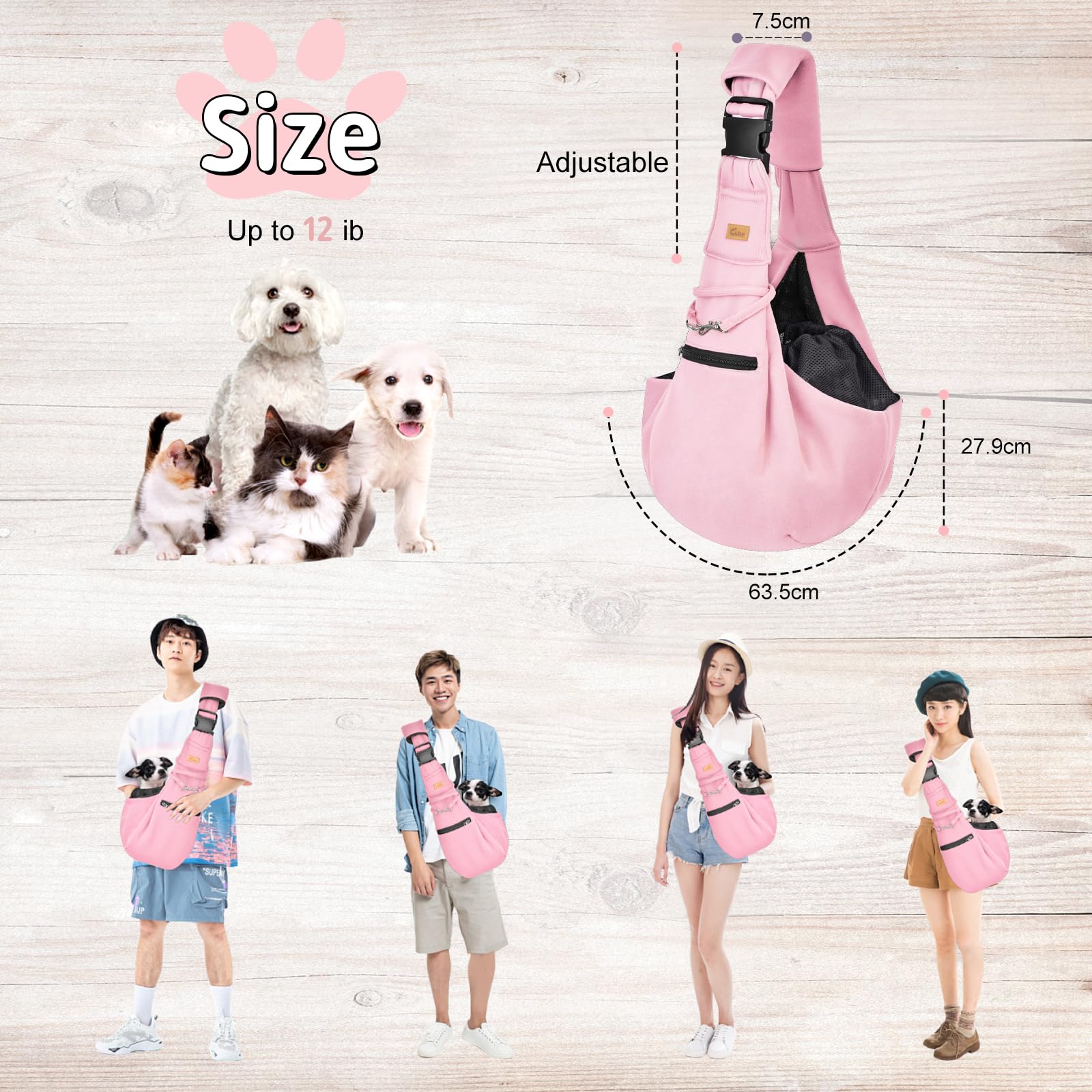 CUBY Sling capacidad 15 libras para mascotas pequeñas.