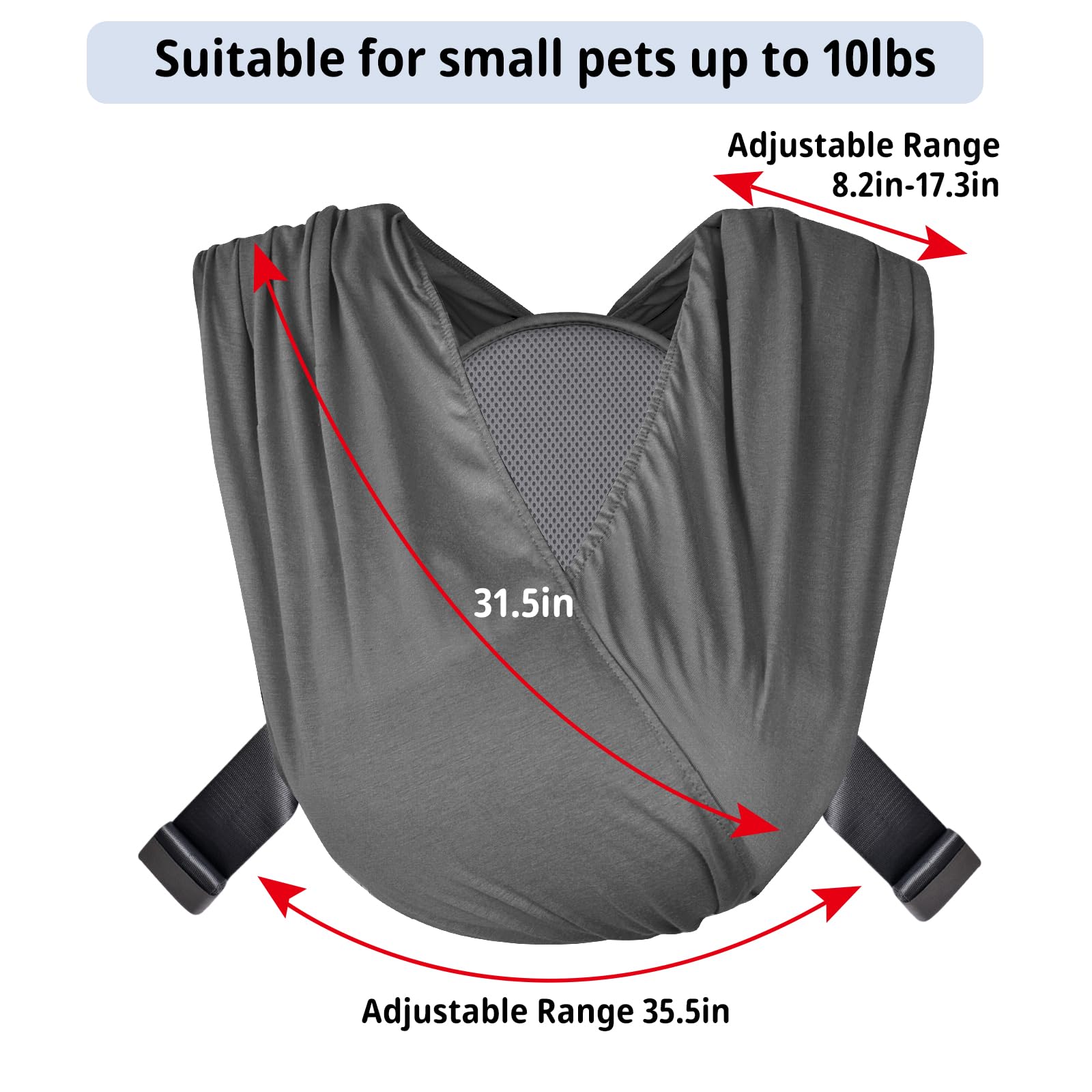 CUBY Sling confort para perros pequeños, acurrucados en el pecho.