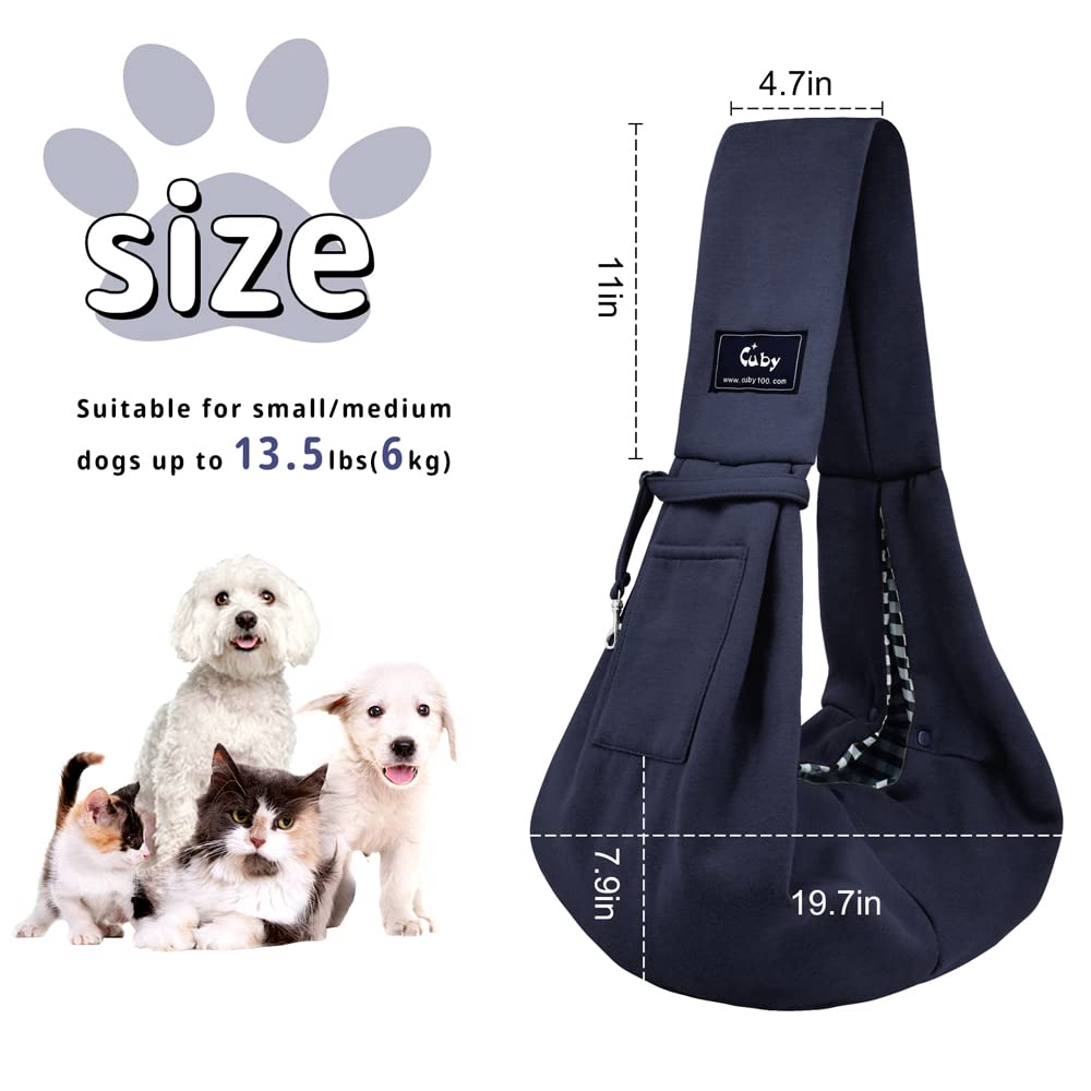 CUBY Sling con doble seguridad para sujetar la mascota con collar o arnés.