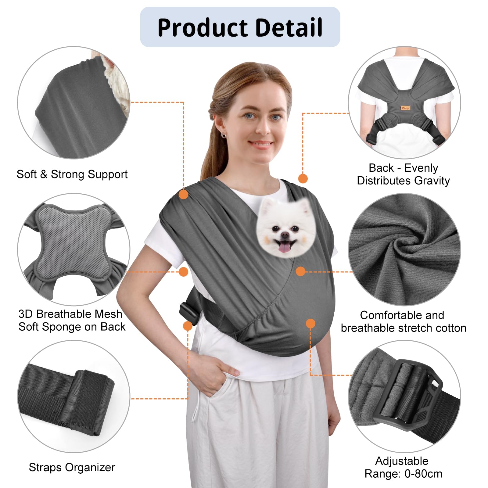 CUBY Sling ligero y duradero, ideal para paseos y viajes.