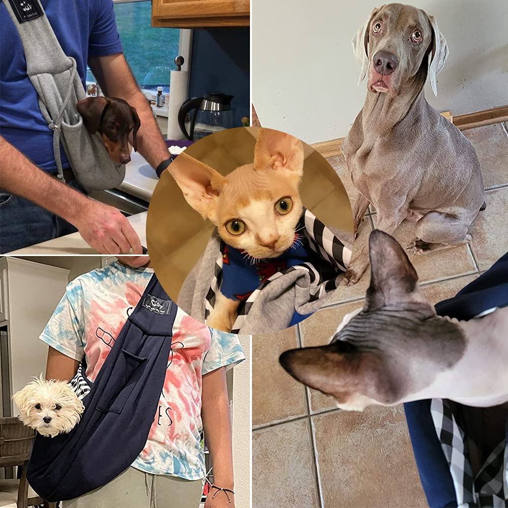 CUBY Sling soporta mascotas pequeñas hasta 15 libras para salidas diarias.