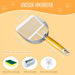 LIHOOOOM cuchara-arena-gato-doble-tamano, funciona con distintos tamaños de grumos.