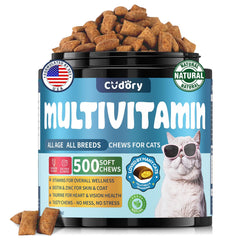Cudory multivitamínico para gatos, envase de queso, ideal para apoyar la energía diaria.