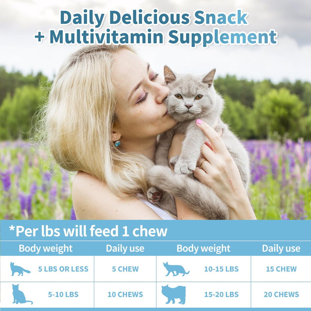 Cudory multivitamínico para gatos, sabor queso cremoso para consumo diario.