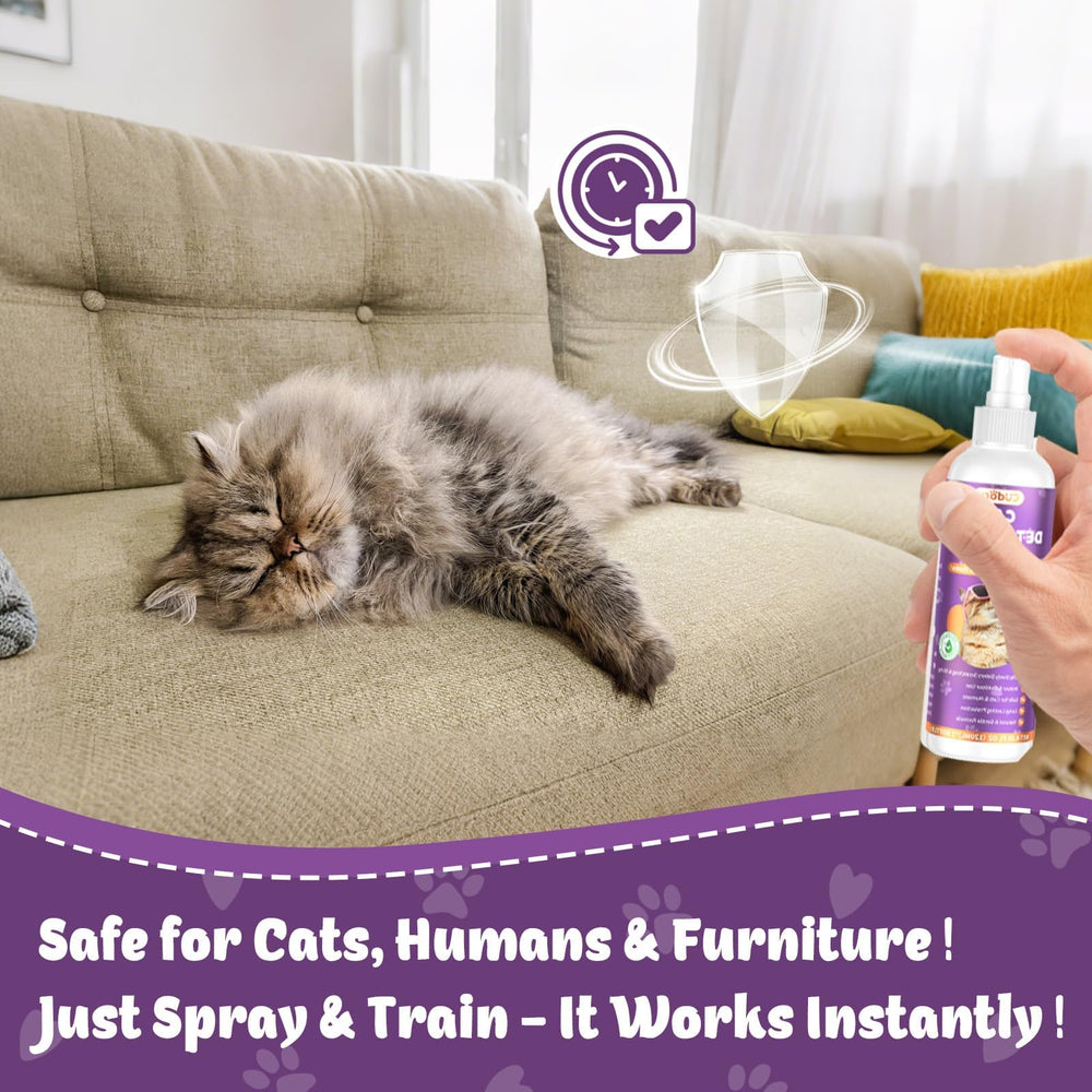 Cudory para entrenamiento de hábitos de gatos mediante spray disuasor