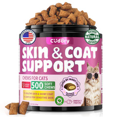 Cudory Omega-3 para gatos: pastillas-crujientes-cremosas para piel suave.
