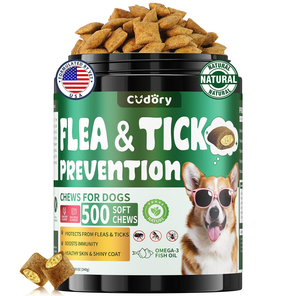 Cudory masticas de prevención para garrapatas y pulgas, sabor crujiente