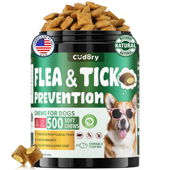 Cudory masticas de prevención para garrapatas y pulgas, sabor crujiente