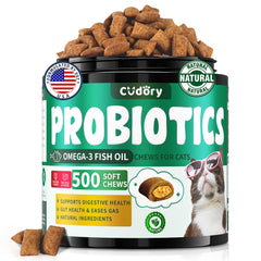 Cudory probióticos para gatos: textura dual crujiente y cremosa para mayor aceptación
