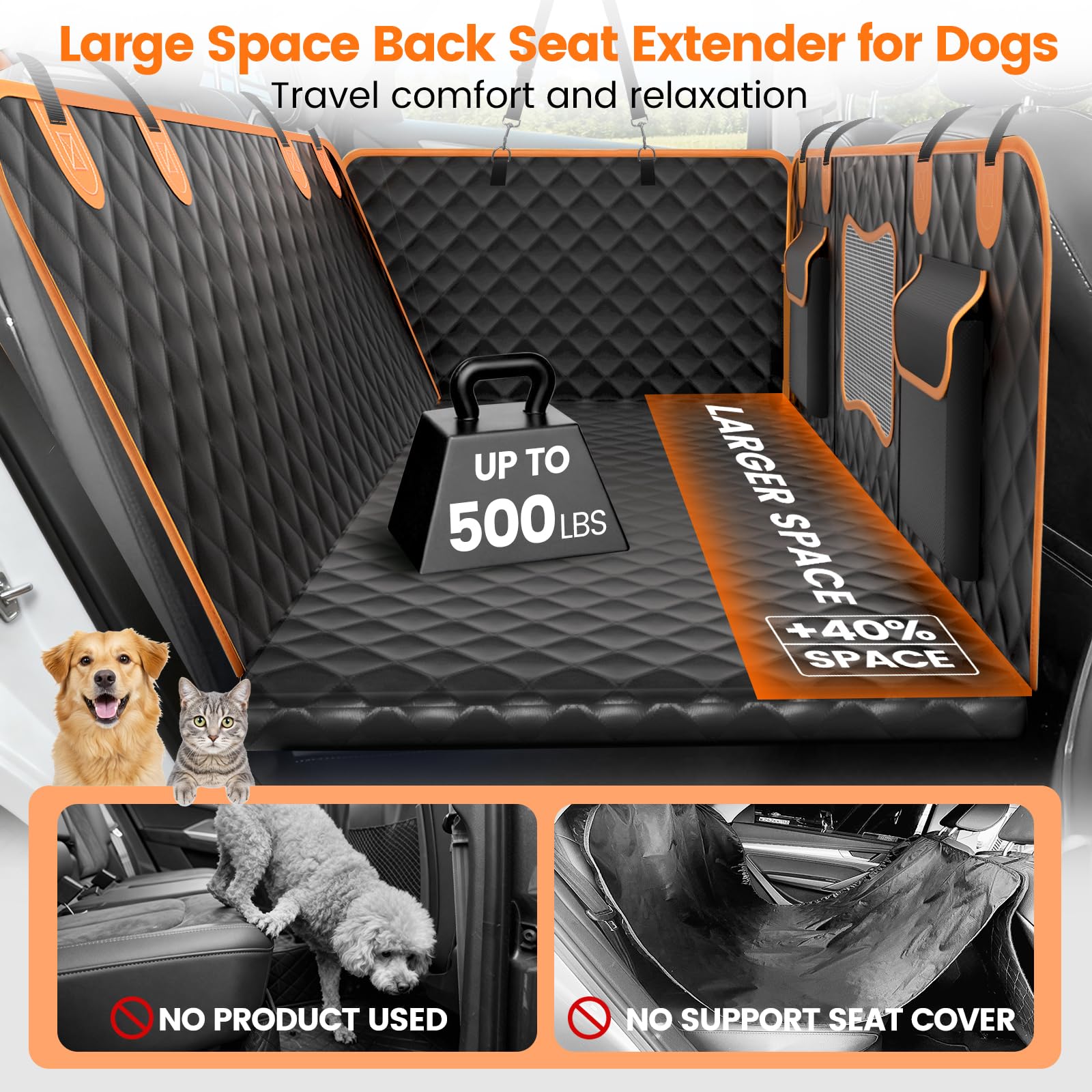 CUIOFREE extensor de asiento trasero para perros ofrece mayor espacio de viaje.