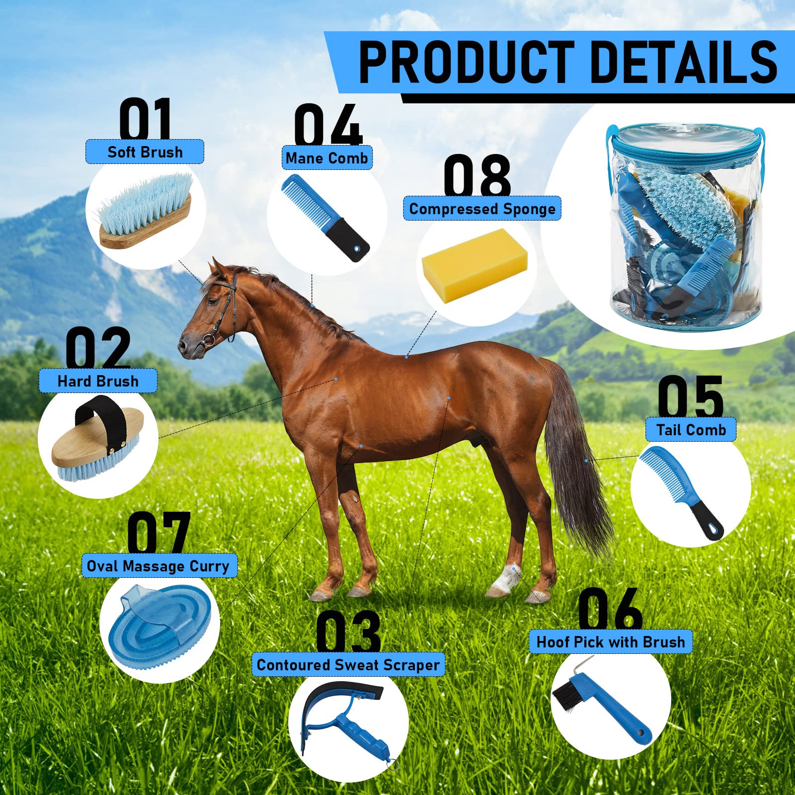 Cunhill cepillo duro para caballo, elimina suciedad y nudos con eficiencia
