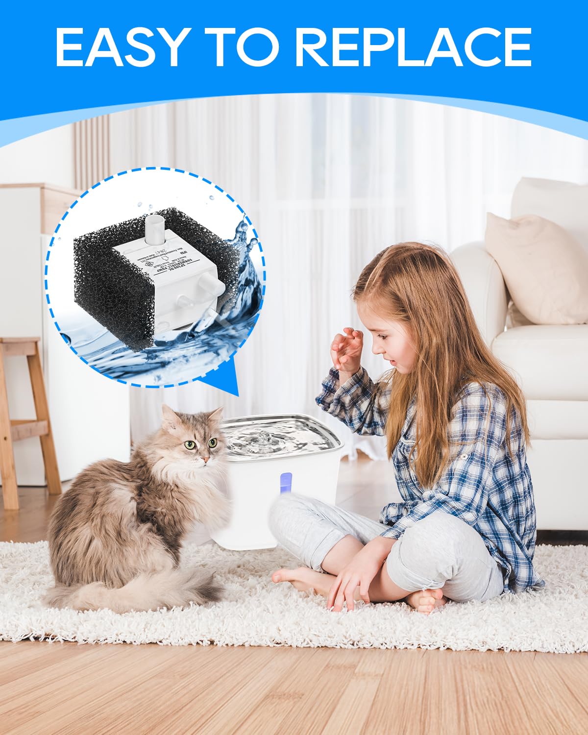 Cunina filtro de carbón activado y resina para purificar el agua del bebedero.