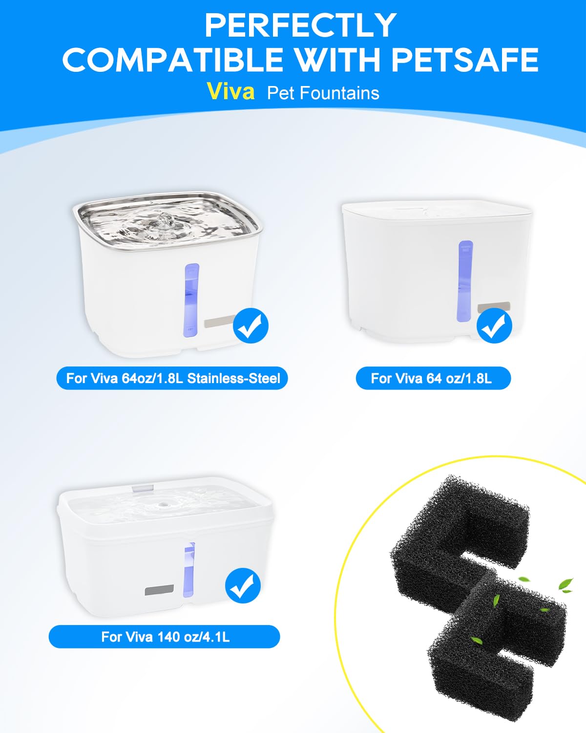 Cunina filtración triple para bebederos, captura pelo y depósitos para agua más limpia.