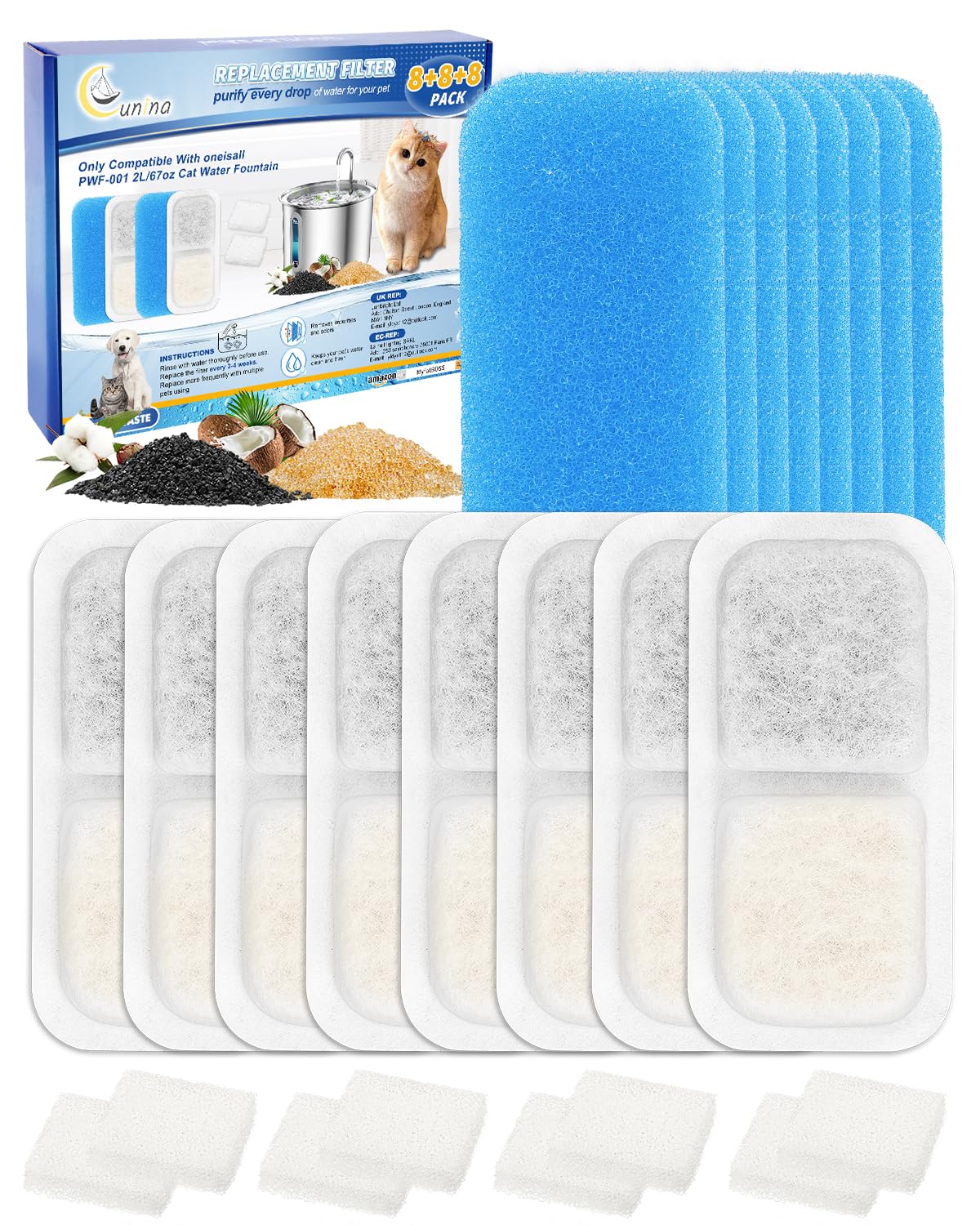 Cunina filtro para fuente de gatos PWF-001: agua más limpia para tus felinos
