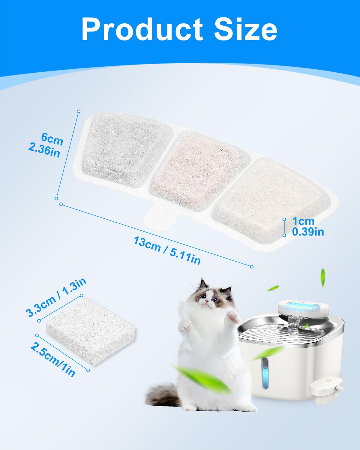 Cunina: instalación fácil de filtro para fuente de gatos, cambios simples.