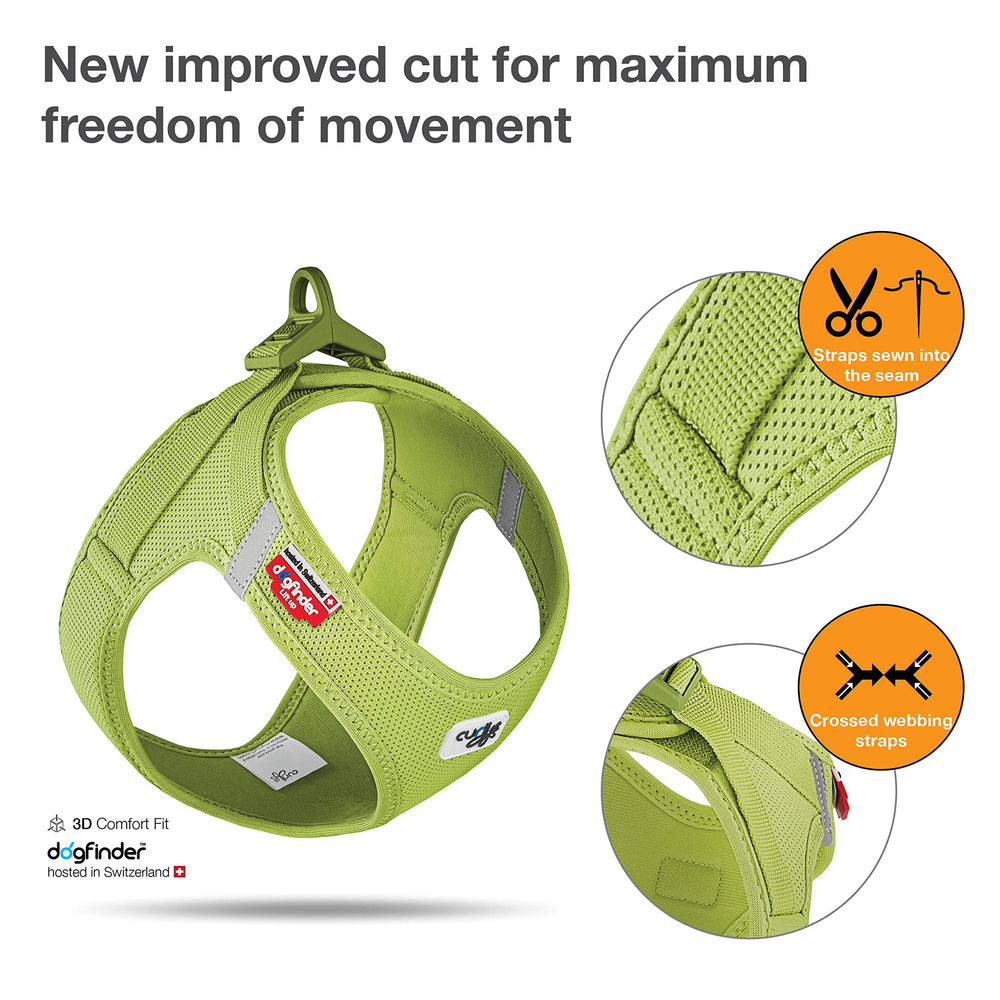 Curli arnés Vest Clasp con malla de aire, vista dorsal destacando ajuste