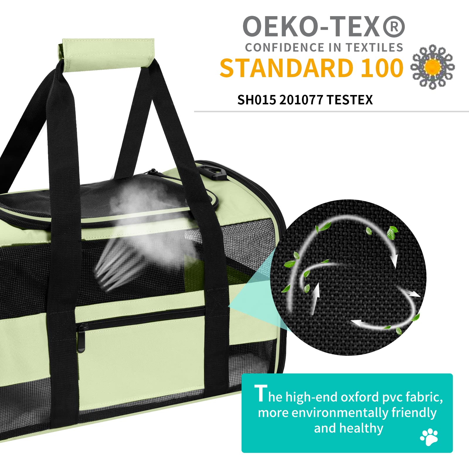 CUSSIOU uso-en-coche-mascotas-verde, ideal para viajes cortos.