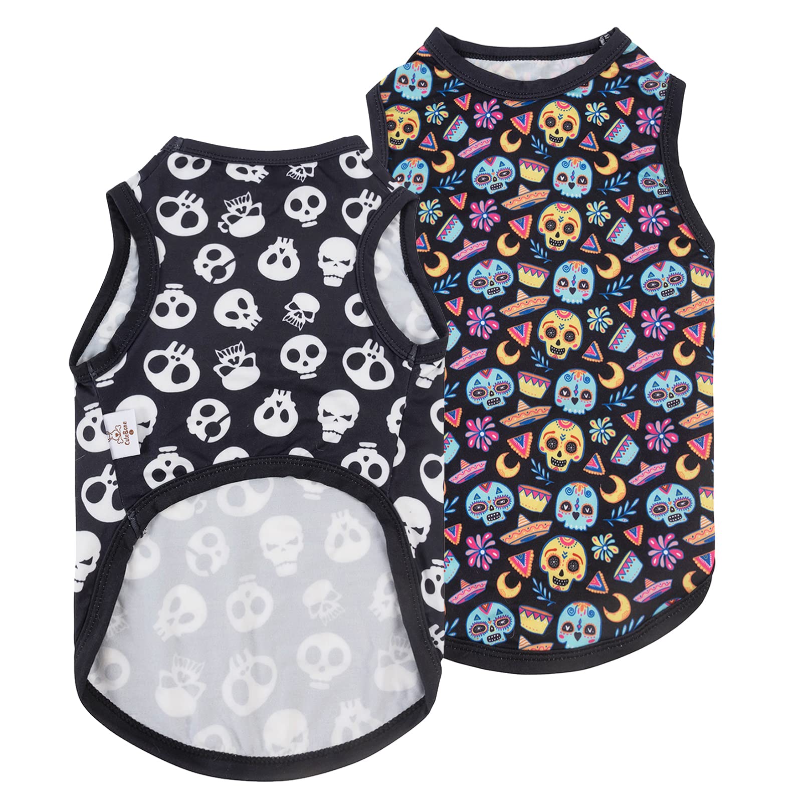 Camisa Halloween de CuteBone para perro con rayas; ideal para fotos y fiestas.