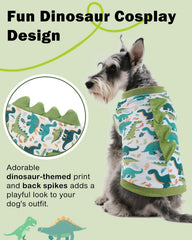 Camiseta CuteBone para perro, impresión de dinosaurio y espinas en la espalda.