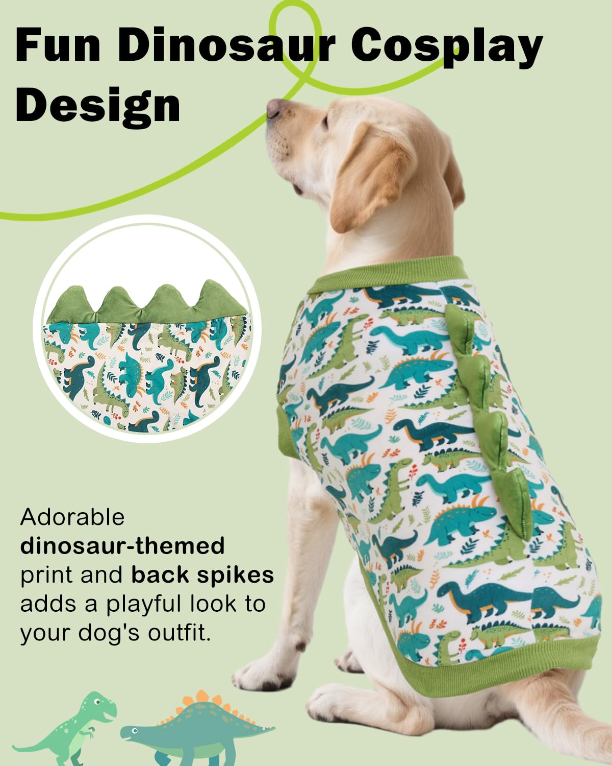 CuteBone camiseta dinosaurio para perro, estampado vibrante para lucir con estilo.