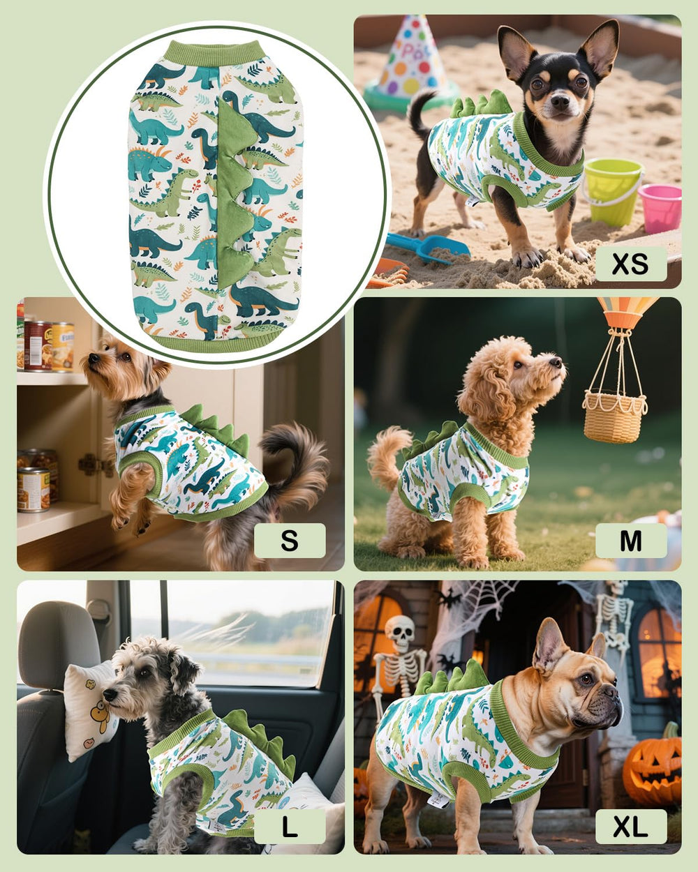 CuteBone Camiseta Dinosaurio ligero y transpirable para todas las estaciones.