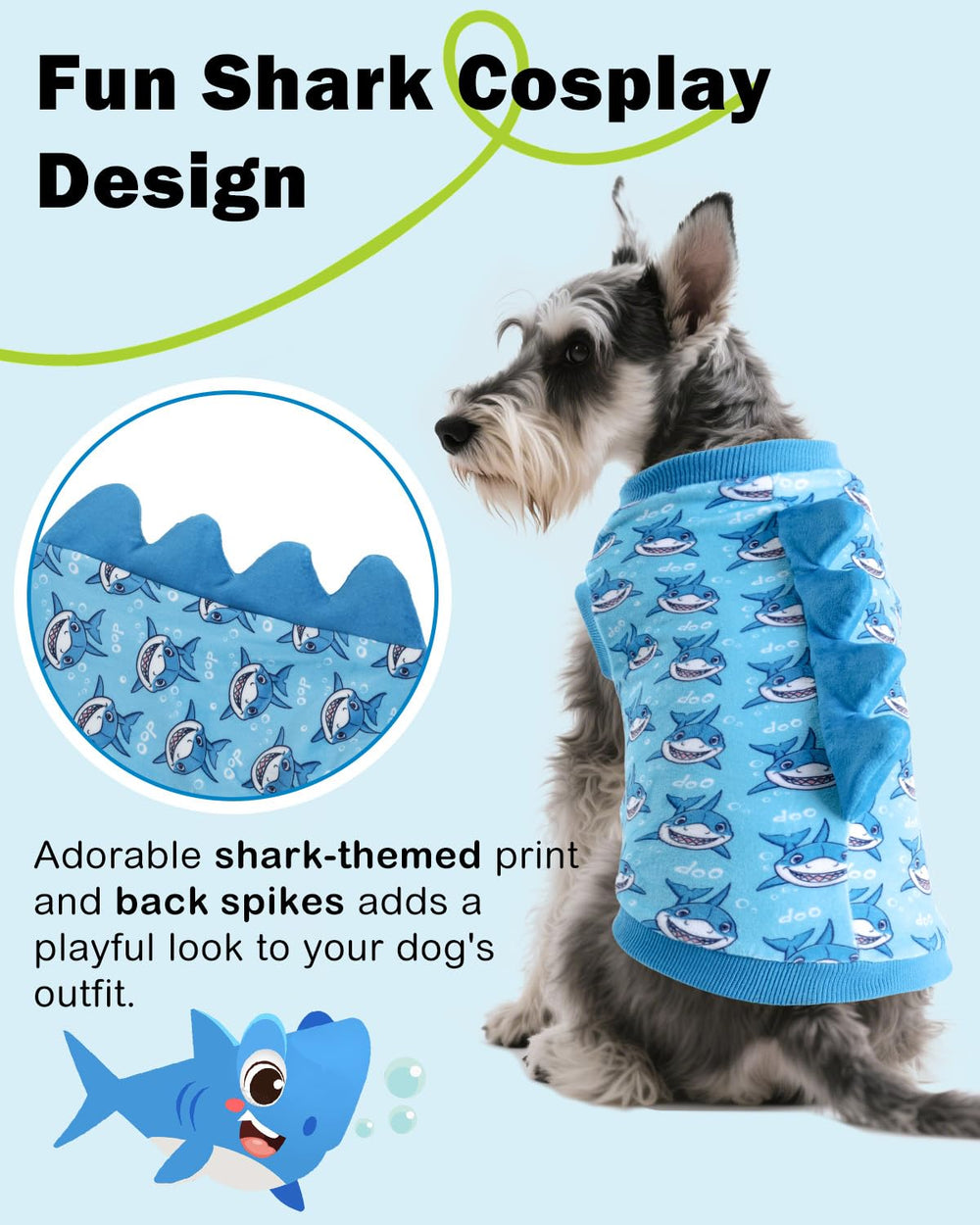 CuteBone Camiseta Disfraz Dinosaurio para Perro: Dorso con espinas para un look único.