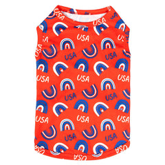 Camiseta CuteBone de julio, estampado bandera para perros festivos.