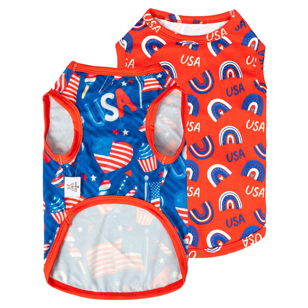 Camiseta CuteBone para perro con rayas azules, transpirable y cómoda para días cálidos.