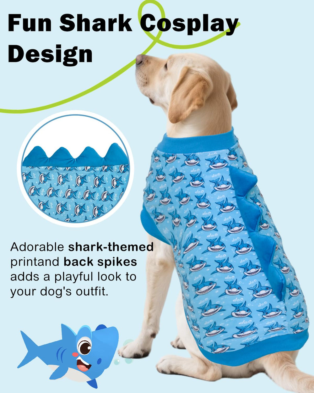 CuteBone camiseta perro dinosaurio espalda con espigas, look divertido