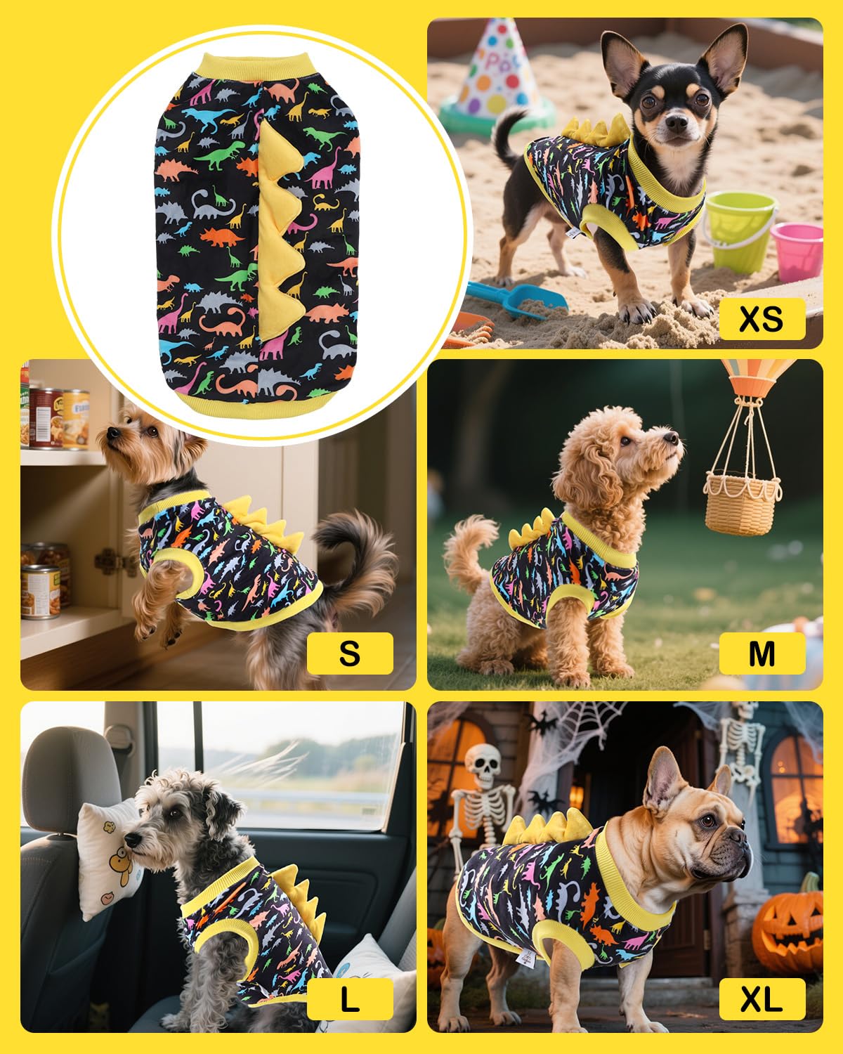 CuteBone camiseta perro dinosaurio espigas visibles en la espalda
