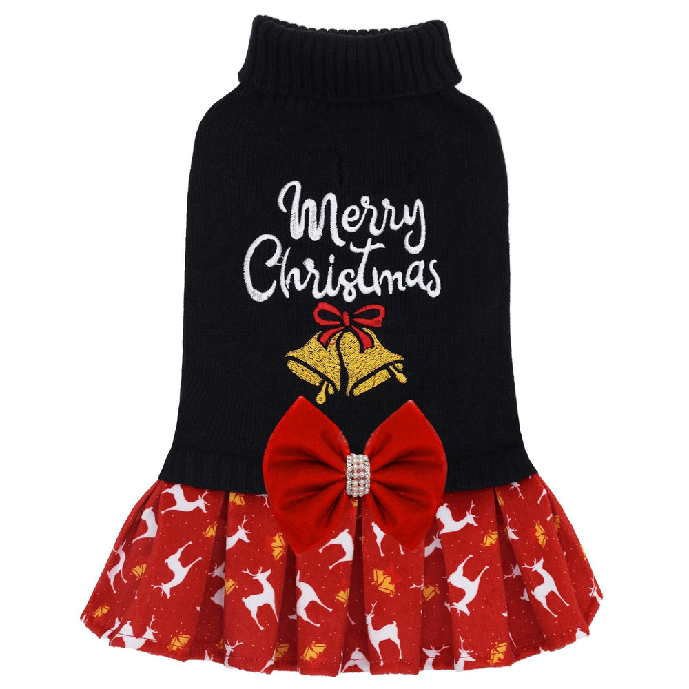 CuteBone Christmas dog sweater with bowtie detail boosts festive photos