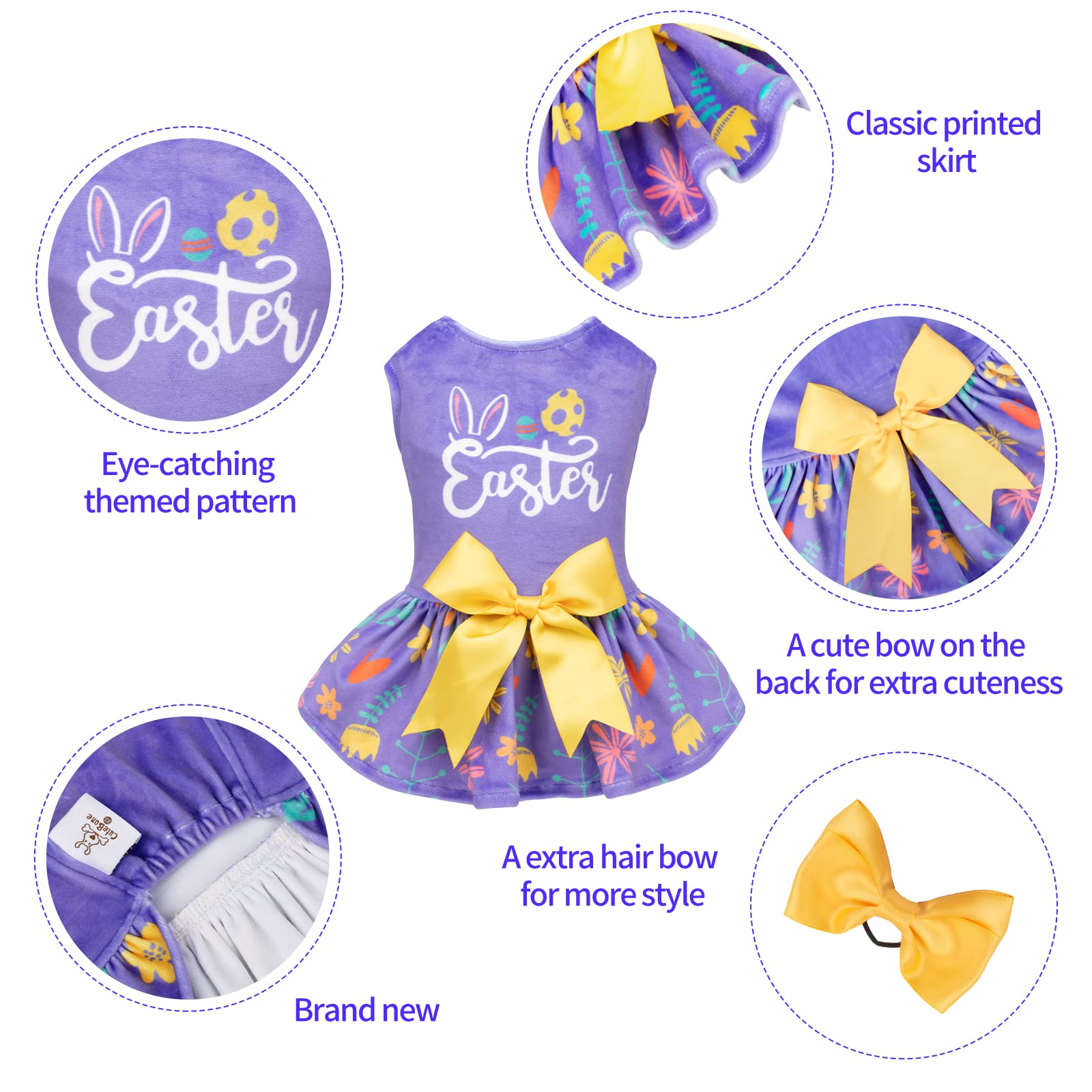 Detalle de lazo en el vestido CuteBone para perro pequeño, añade elegancia.