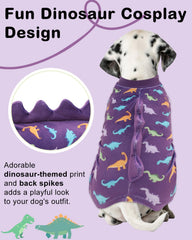Cutebone pijama dinosaurio para perro, dorso, cálido para días fríos.