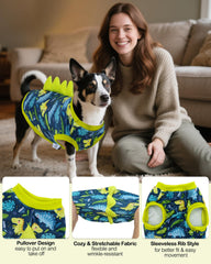 CuteBone camiseta dinosaurio para perro, tejido spandex cómodo y flexible para jugar.