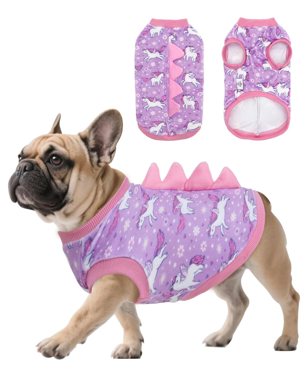 CuteBone disfraz dinosaurio para perro, frontal: comodidad diaria en tela suave y elástica.
