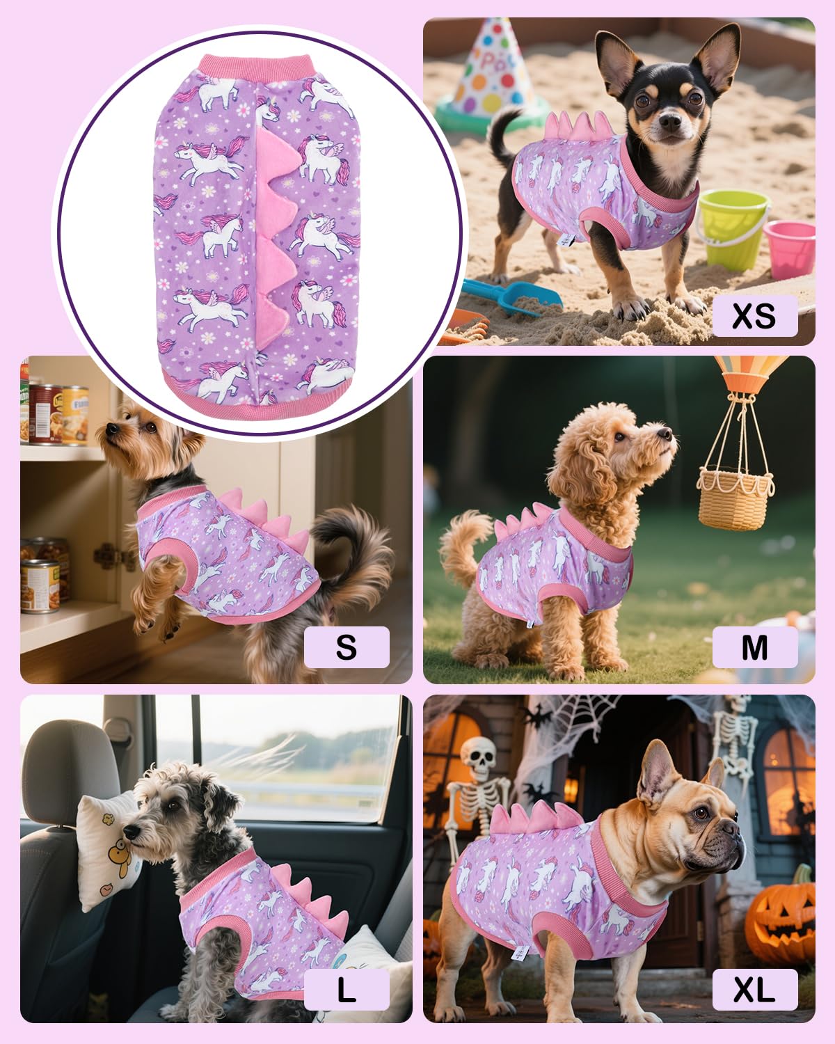 CuteBone disfraz dinosaurio para perro, uso diario: ropa ligera y transpirable para todos los días.