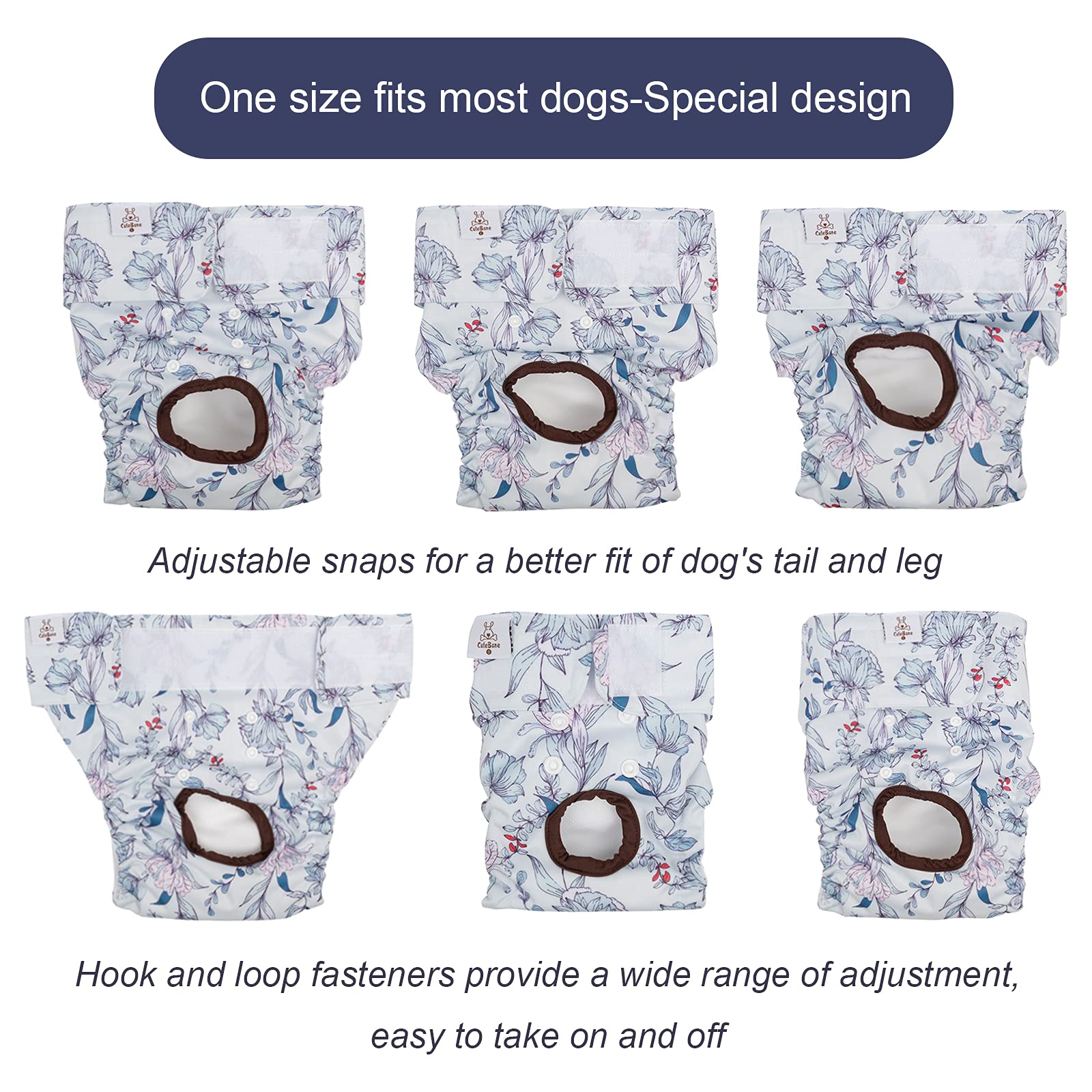 CuteBone pañales para perros, exterior impermeable, previenen filtraciones y manchas en superficies.