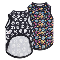 CuteBone camiseta Halloween para perro 2-pack, frente visible para paseos.