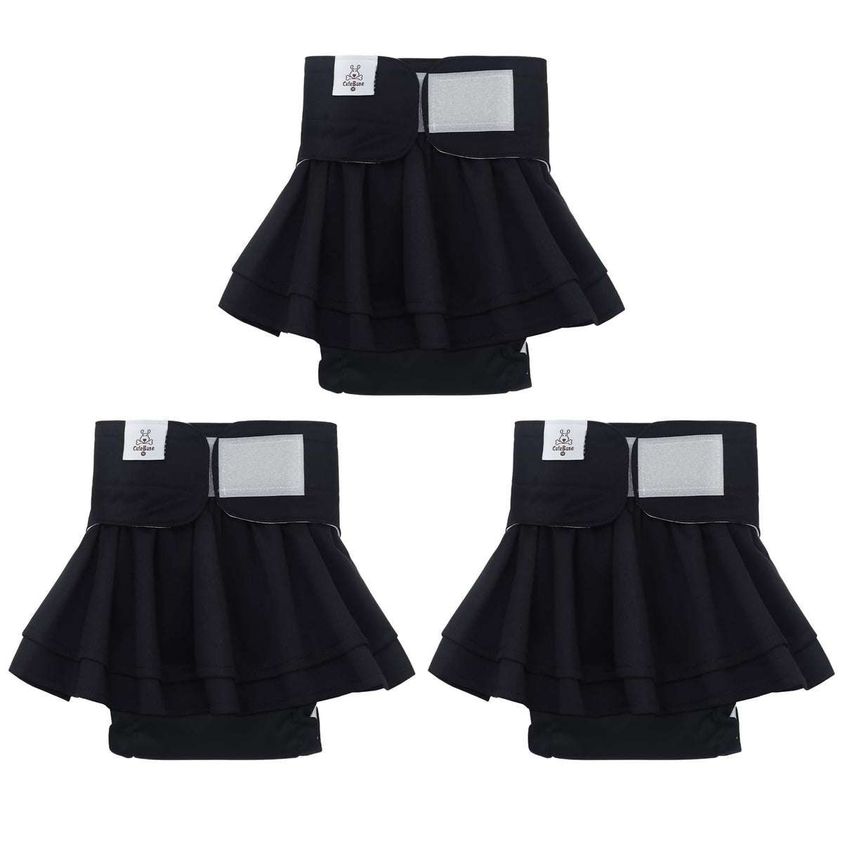 CuteBone pañales para perras con falda, set de 3, aspecto adorable y práctico.