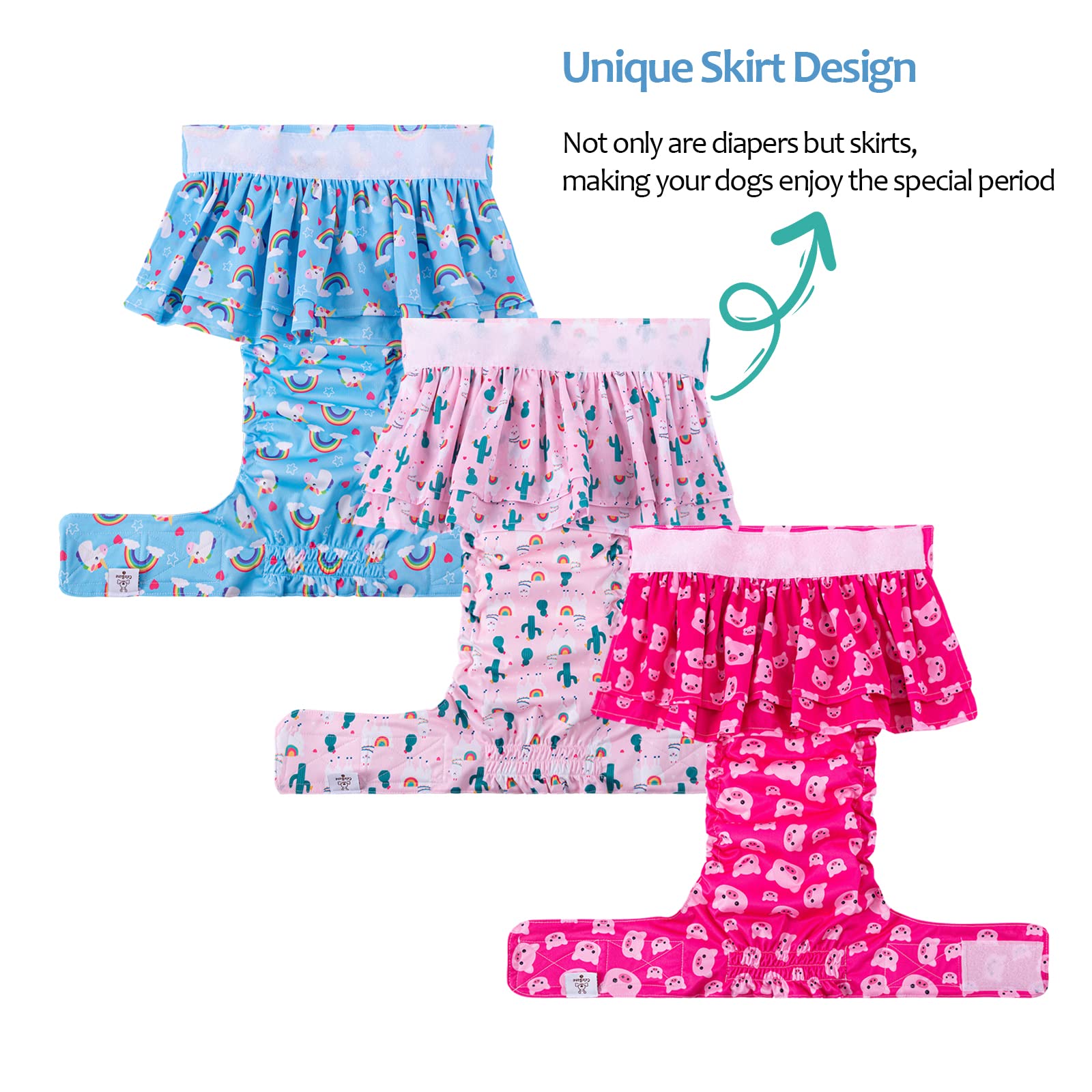 CuteBone pañales para perras en calor con falda, ajuste cómodo para paseos.